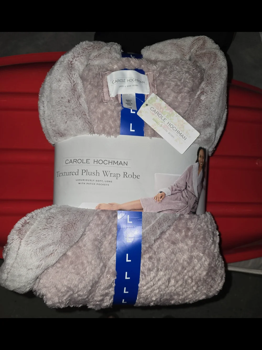 NWT Carole Hochman Textured Plush Wrap Robe - Pink/Mauve (Size Large)